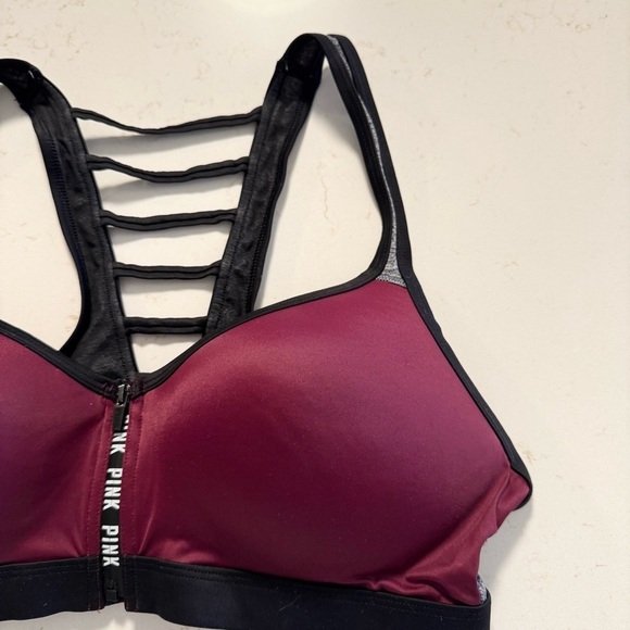 PINK Victoria's Secret Burgundy Ultimate Push Up Sports Bra - Picture 3 of 11